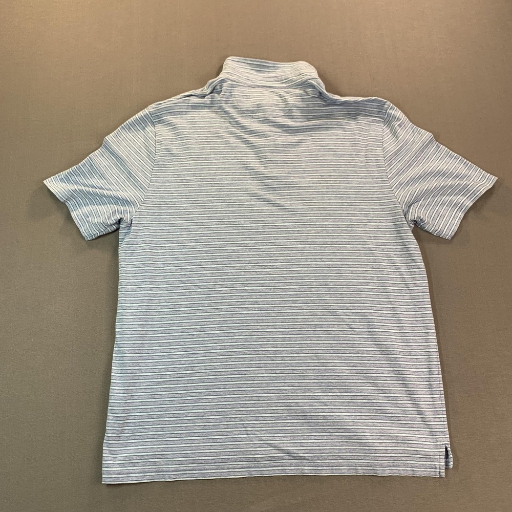 Faherty Polo Shirt Mens XL Blue Stripe Pima Modal Jersey Stretch Casual - Picture 9 of 15